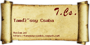 Tamássy Csaba névjegykártya